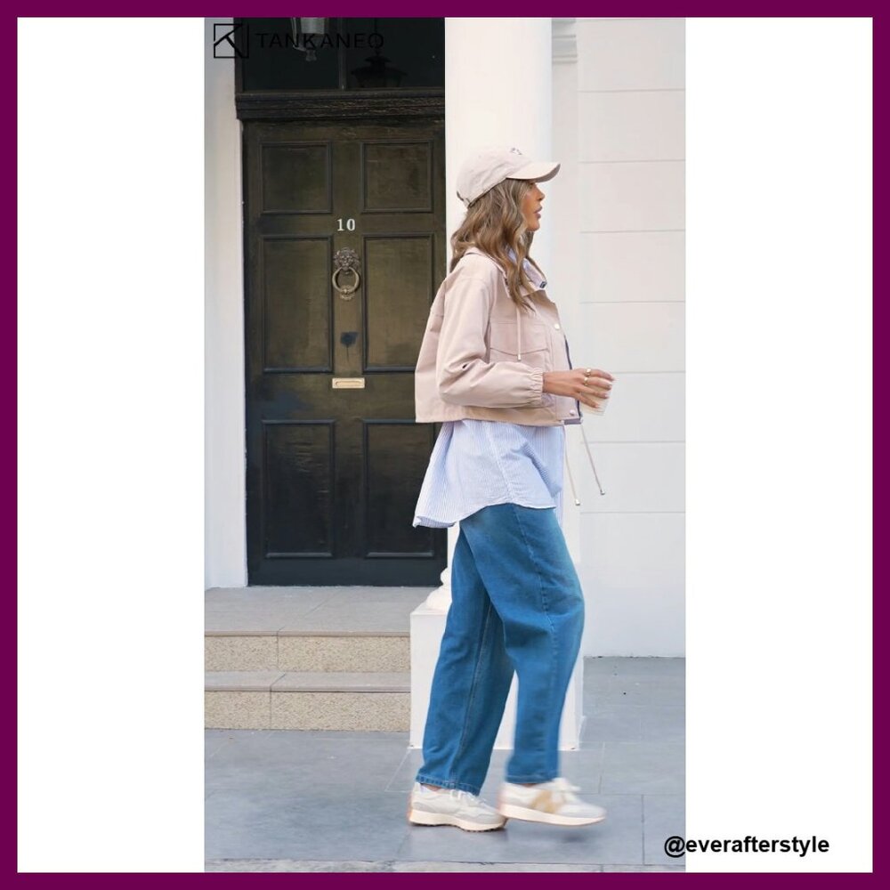 Oversized Cropped Utility Jacket Lightweight Zip … - image 6